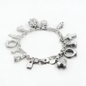 S925 Silver Thirteen Hanging Pieces Bracelet for Women Gift Bracelets & Bangles Jewelry