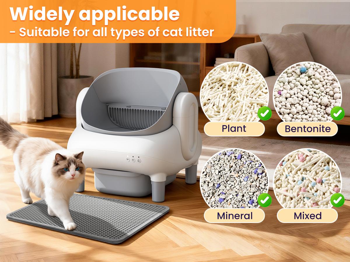 Easy-Clean Cat Litter Trapping Mat | Waterproof & Urine-Proof Floor Protection, 22x16 Inch, Grey Non-Slip Mat