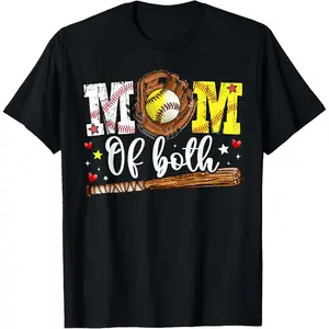 Mom Of Both Game Day Baseball Softball Mother's Day T-Shirt
