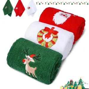 Christmas handkerchief, set of 3, dishwasher towel, bathroom kitchen, 100% cotton, decorative dish towel set, suitable for drying, cleaning, cooking and decoration, holiday embroidery design