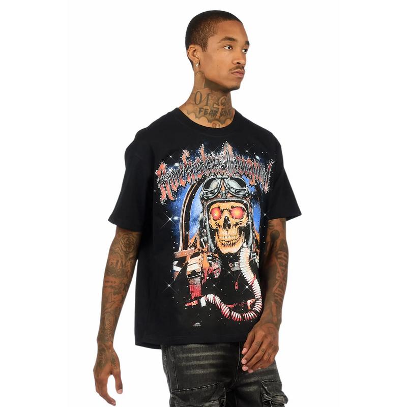 Airhart Black Graphic Rhinestone T-Shirt