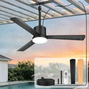 42" Outdoor Ceiling Fan with Light,   Gazebo Patio Fan with Remote & APP Control, 6-Speed Reversible DC  Plug in Ceiling Fan for Patio Porch Pergola, Black