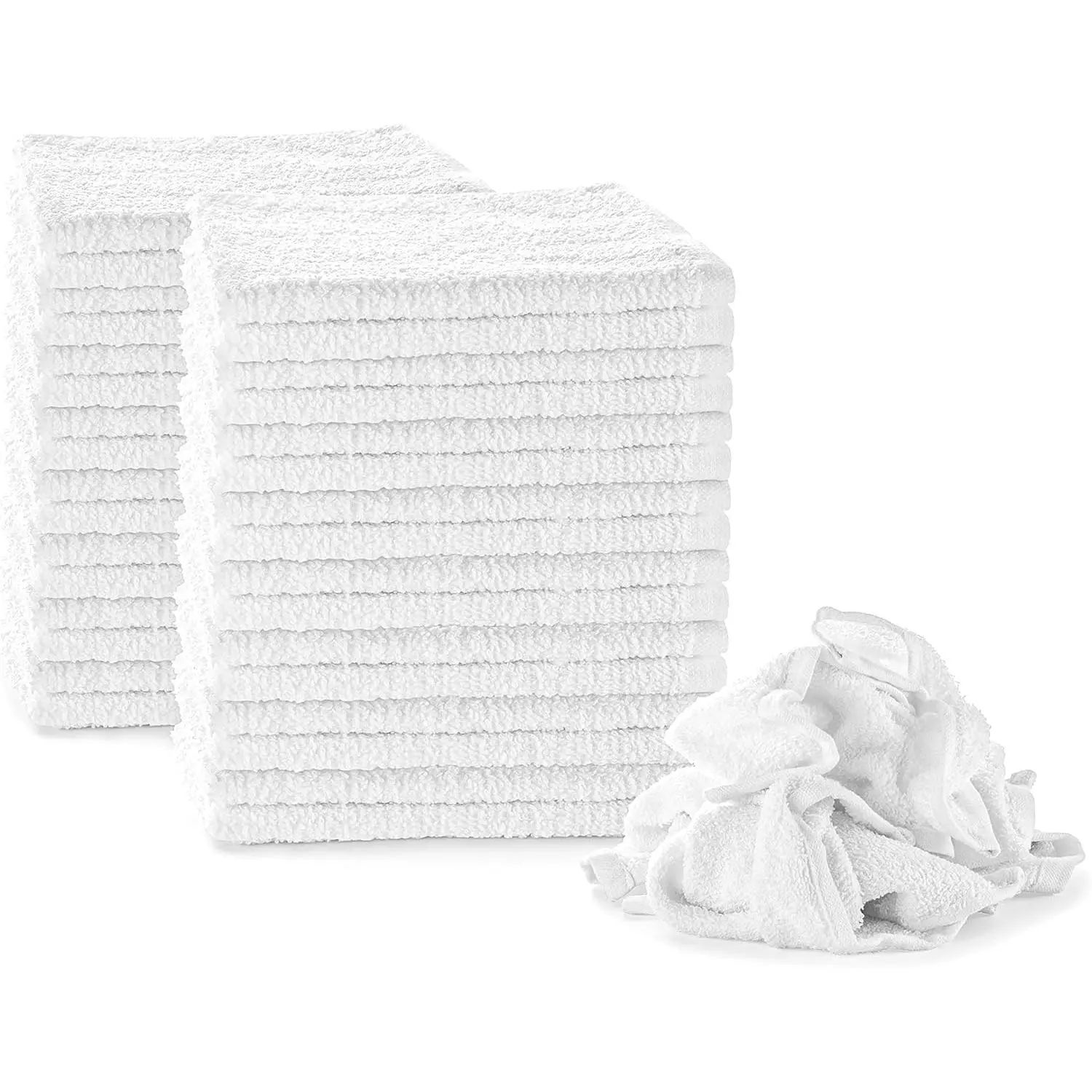 White Terry Rags 2lb Bulk Towel Rag Multipurpose 12x12 Inches  Cotton Ring Spun Cleaning Solution for  Shops, Garages, Restaurants, Home, Bars (22-25 Pack)