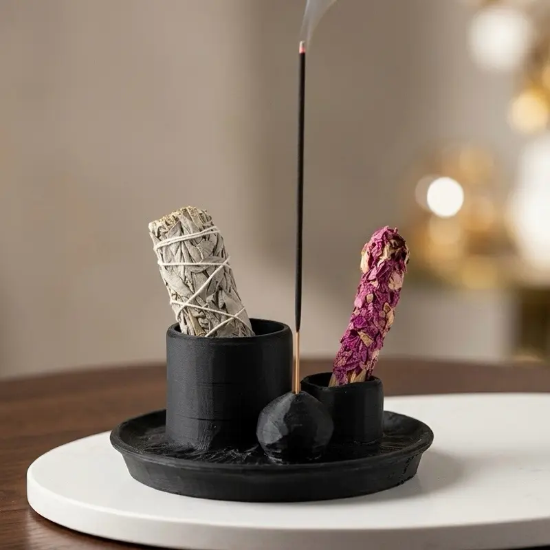 1-in-1 Incense Stick & Sage Smudge Holder for Home Rituals, Meditation