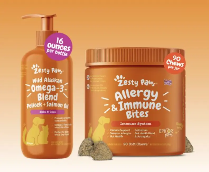 TikTok Exclusive Zesty Paws Wellness Bundle  (16 oz Salmon Oil + 90ct Allergy & Immune Bites)
