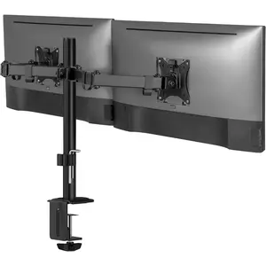 Dual Monitor Mount, Dual Monitor Arm for 2 Screens, Dual Monitor Desk Mount, Adjustable Tilt and Swivel Arms for Double Screens up to 32” &amp; 19.8 Lbs VESA 75x75 and 100x100 C-clamp &amp; Grommet