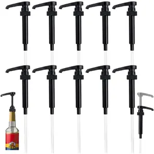 10 Packs Black Coffee Syrup Pump Dispenser, Compatible with 25.4 Oz/750ml Bottles, Great for Home & Coffee Bar Drinking Mixes, Tea, Beverage, Cocktails