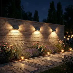 3-Sided Solar Wall Lights with 5 Lighting Modes, IP65 Waterproof 3000K Warm White Outdoor Sconces, Adjustable Direction Fence & Deck Lighting