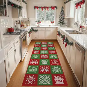 Christmas Themed Floor Mat, 1 Count Non-slip Soft Floor Carpet, Rectangle Home Decorative Mat for Kitchen Living Room Bedroom