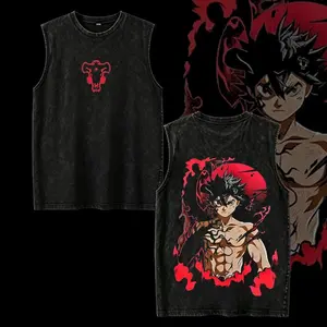 Black Clover Asta Devil Union Unleashed T-Shirt – Anime Series Double-Printed Vintage Washed Oversized Anime Tee Heavyweight Cotton Unisex Streetwear Menswear Top Graphic Tees & Anime Fan Gifts Boys Merch