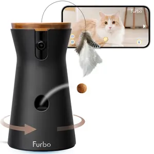 Furbo 360° Cat Camera: Standard See, Talk, & Toss Features, No Subscription Needed. Kitten Security Cam w/Meowing Alerts, Rotating View, Treat Toss w/Phone App, Smart Home Kitty Monitoring, 2-Way Speaker