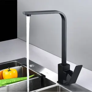 Square Kitchen Faucet, Modern Black Household Faucet, Stainless Steel Faucet Durable and Modern Kitchen Accessories for Sink,Bathroom Accessories