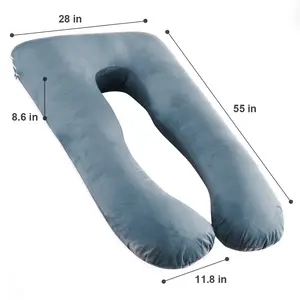 Chilling Home Pregnancy Pillows - U Shaped Maternity Pillow for Pregnant Women with Velvet Removable Cover - 55 inch Pregnancy Pillows for Sleeping - Body Pillows for Adults Full Support - Grey pillow  pregnant