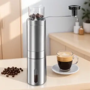 Professional Ceramic Burr Manual Coffee Grinder, Stainless Steel Adjustable Hand Crank Mill for Espresso & Pour Over, Portable & Durable Coffee Bean Grinder for Home, Travel, Barista Use
