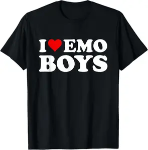 Cotton Short Sleeve Shirt, I Love Emo Boys T-Shirt Adult size Streetwear,Menswear Casual Summer Tee,Fashion Gift