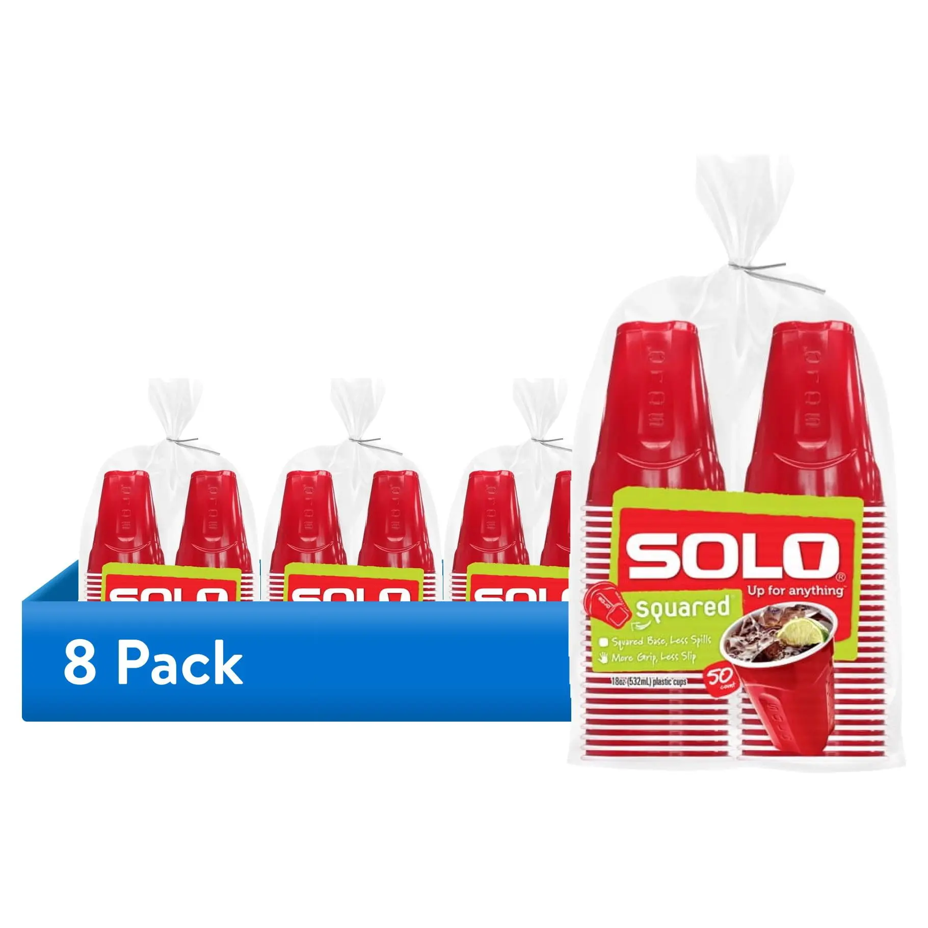 Disposable Plastic Party Cups 18 oz Red Drink Cups for Parties, BBQs, Picnics, Tailgates and Everyday Beverage Serving, 50 Count per Pack, 8 Pack
