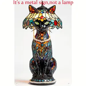 1pc Metal Sign, Table Lamp Set on Top of a Wooden Desk, It Adds Vintage Charm to Any Room. Friends And Family Gift, Perfect for Room Decor, Simple Style, Adds Whimsy to Home, Kitchen, And Living Room, Vintage Tin Sign Decor