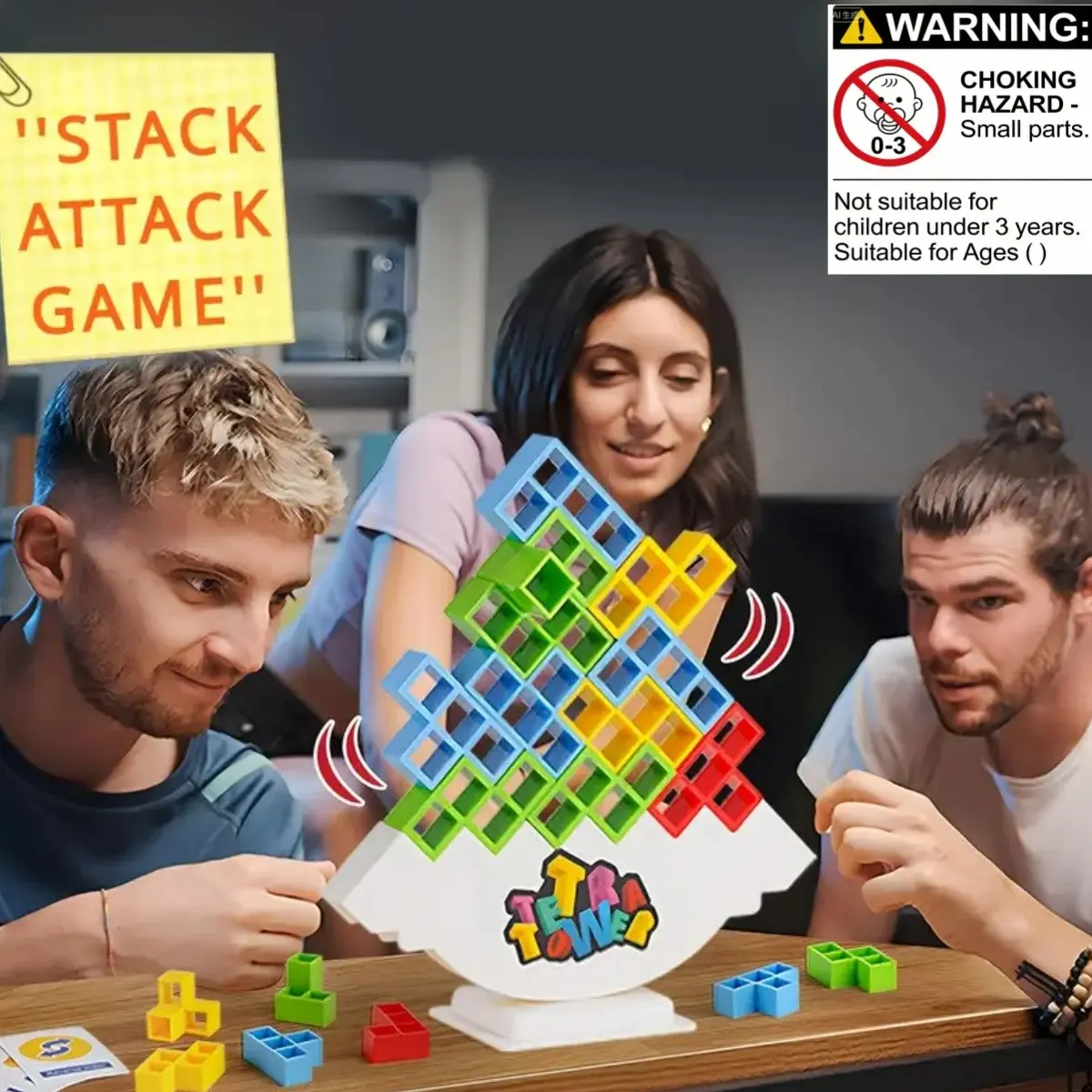 Balance Stacking Game Set, Building Block Set, Stem Building Blocks, 16/32/48 Pieces, Fun Board Game for Kids & Adults, Family Night Party Toy, Christmas Halloween Gift Idea, Stacking Tower Game