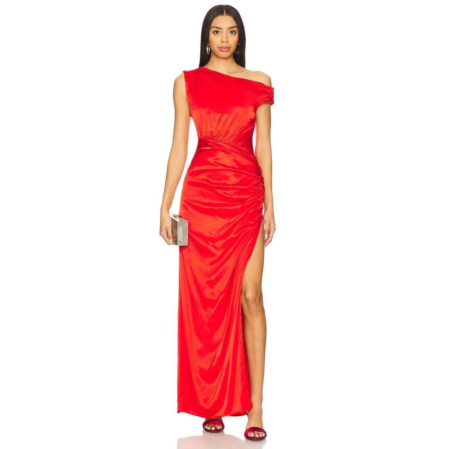 open lace back dress Glamorous Red Sequins Beadings Mermaid Prom Dress Split with Ruffles