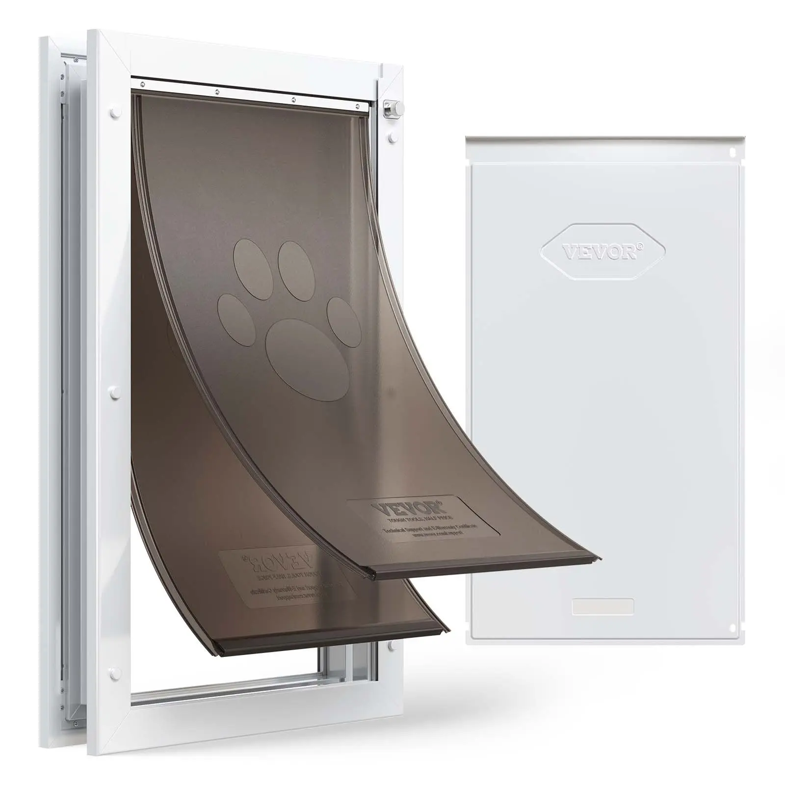 【Summerfinds】VEVOR X-Large White Pet Door, Q235 Metal Frame, Double Magnetic Flaps, 70 HA Flap Rigidity, 1–2" Door Fit, 13 5/8" W x 23 5/8" H, 15.4 lbs, Weatherproof, Easy Installation (Tools & Hardware)