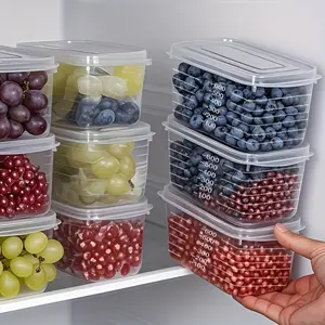 [Airtight Storage Containers] 10pcs Large Capacity 700ml Airtight Storage Containers with Lids (5 Lids + 5 Boxes) - Grade Plastic Organizer, Space Saving Design, Suitable for Scallions, Ginger, Garlic, Vegetables, Fruits - Great for Home, Restaurant