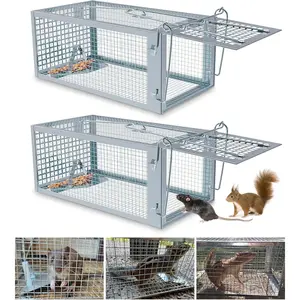 2 Packs Humane Rat Trap Outdoor, Humane Mouse Traps Indoor, Small Rodent Chipmunk Trap and Other Live Animal Cage Catch and Release Home Pest Control