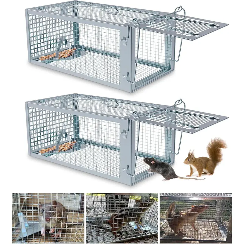 Humane Mouse Traps Indoor, 2 Packs Humane Rat Trap Outdoor,Small Rodent Chipmunk Trap and Other Live Animal Cage Catch and Release