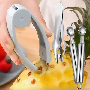 4pcs Stainless Steel Pineapple & Strawberry Clip - Multifunctional Fruit Seed-Removing Pedicel Tool with Ergonomic Handle for Fresh Fruit Preparation, Fruit Preparation Aid