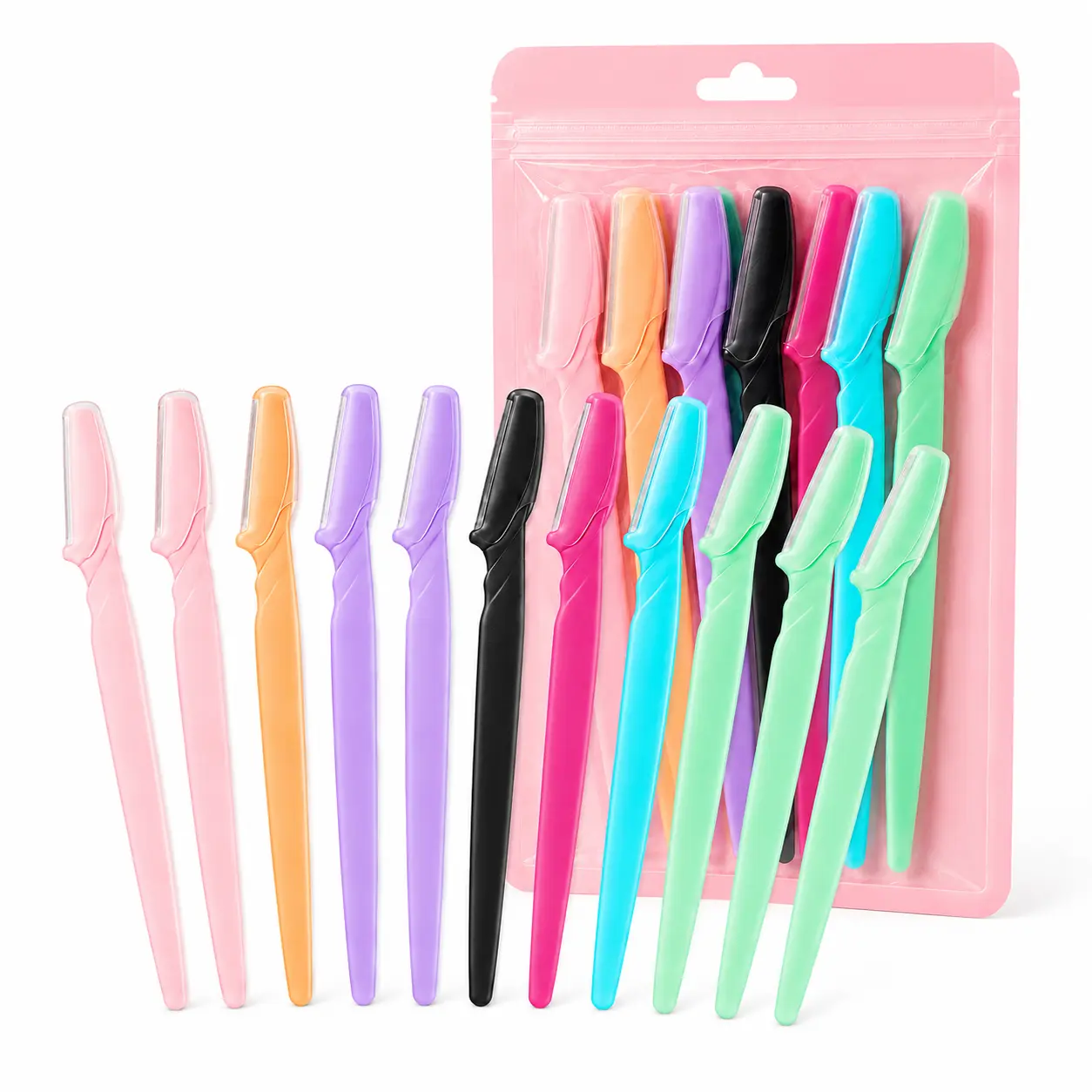 12-Pcs Cosmetic Metal Eyebrow Razor Set with Storage Tube - Stainless Steel Micro-Guard Dermaplaning Tool, Sharp Safe Trimmer for Daily Brow Shaping, Peach Fuzz Removal | Budget Party Gift for Students