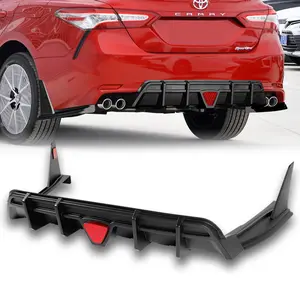 Rear Bumper Diffuser Spoiler Lip With LED Brake Light Compatible with 2018 - 2024 Toyota Camry SE XSE Model Only ( Do Not Fit For LE / XLE / TRD Model )