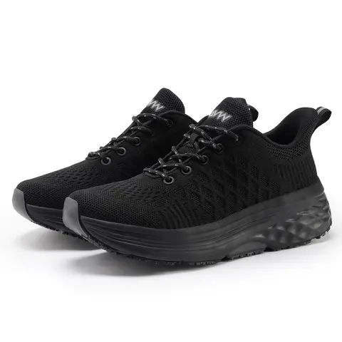 Women's Nonslip Water-Resistant Knit Walking Shoes - Slip Resistant Footwear, Safety Chef Shoes for Food Service Kitchen Work Use