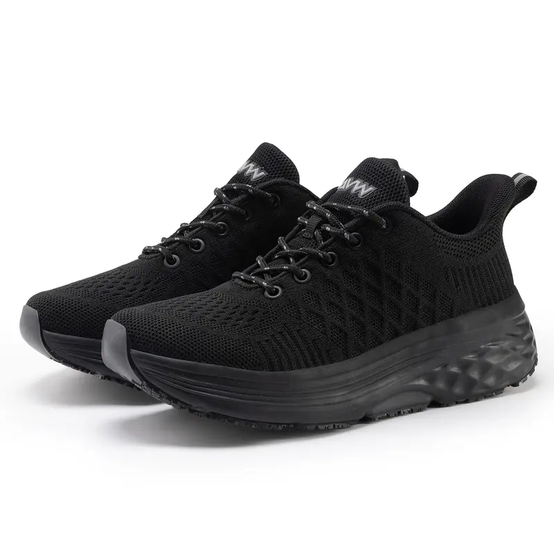 Women's Nonslip Water-Resistant Knit Walking Shoes - Slip Resistant Footwear, Safety Chef Shoes for Food Service Kitchen Work Use