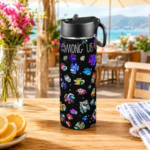 Among Us 304 Stainless Steel Travel Tumbler Vacuum Insulated Water Bottle Leakproof Car Cup Reusable Coffee Mug Cold Hot Drinkware Office School Gym Camping Travel For Kids Teens Adults Gamers TikTok Viral Trending Fan Gift