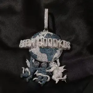 AFEW GOOD KIDS Planet Pendant Hip-hop Full Diamond Necklace customizable with engraved letters, logos or patterns Complimentary shipping