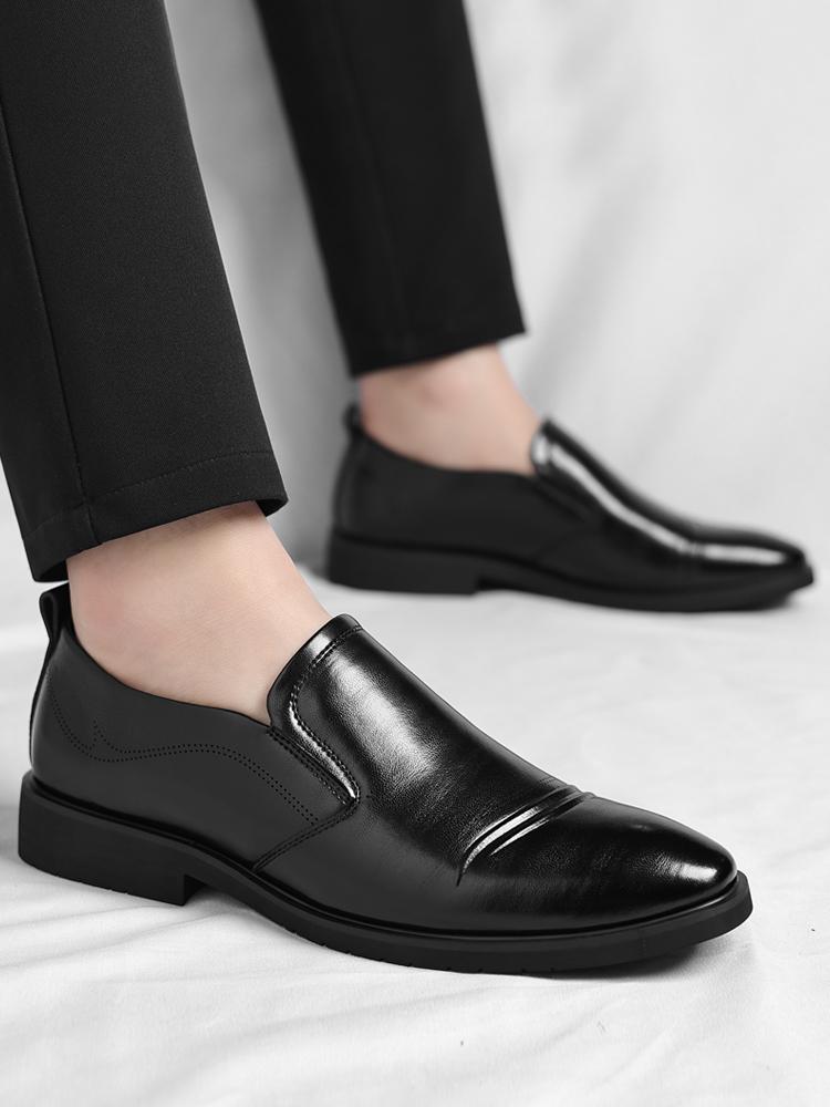 Men’s Classic Faux Leather Slip-On Ankle Dress Loafers - Business Formal Office Footwear with Rubber Sole, Wedge Design, Father’s Day Gift Option, US 10.5 (CN 45, 27.5cm Length)