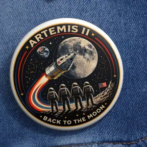 Artemis II Mission Pin Button, Return to the Moon 2026 Astronomy Lover Space Exploration Pin Buttons - Fashion Accessories Pins, Gifts for Him & Her