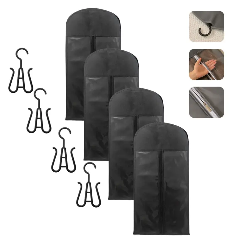 2/4 Counts Transparent Dustproof Design Wig Storage Bags with Hooks and Zipper, Hair Extension Holder and Wig Hanger Bags for Multiple Wigs, Wig Accessories for Salon and Home Use-MM1