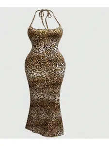 Women's Leopard Print Cami Mermaid Dress & Solid Color Sleeveless Cami Dress Set, Sexy Minimalist Fashion Casual Two-piece Outfits for Party Club Dating Wear, Ladies Summer Clothes, Gowns, Formal Womenswear, Dresse