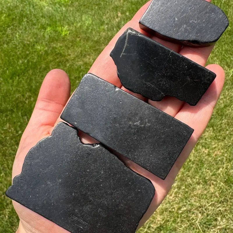 Shungite Slab for EMF Protection - Shungite Crystal Slab- Shungite Stone - EMF Protection Stone - Polished Shungite Slice from Russia