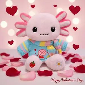 1 Pcs 10.6in squishy huggable Axolotl Plush toy , christmas Cute Stuffed Animal for Kids, Soft Kawaii Plushie for Bedroom Decor, Birthday & Valentine's Day Gifts baby valentine