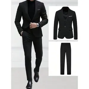 Men's High-end New Suit Set 2pcs Suit And Trousers Fashionable For Wedding Banquet Party