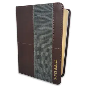 Biblia Compacta 10 puntos RV1960 imit piel café y gris geométrico