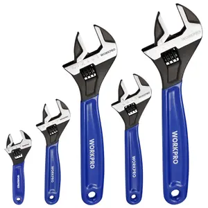 #fathersdaygift WORKPRO Adjustable Wrench, Cr-V Steel Wrench, Wide Jaw Black Oxide Wrench, Metric & SAE Scales, for Home, Garage, Workshop and DIY