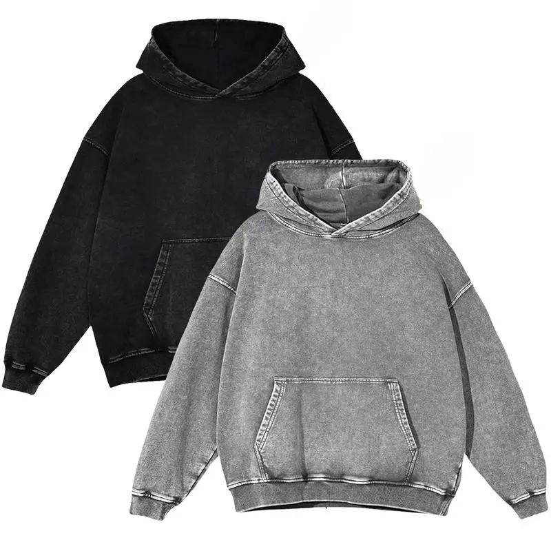 2 Pack Acid Wash Hoodie Vintage Hoodie Unisex Heavy Weight Hoodie Distress Hoodies for Men Women Couples