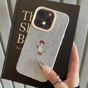 Western Cowboy Goose Fun Pattern Lychee Texture Protective Phone Case Casing, Fits iPhone 6/7/8/x/XS/XR/XS Max/11/12/13/14/15/16/17 Pro Max, Couple Gift, Accessories