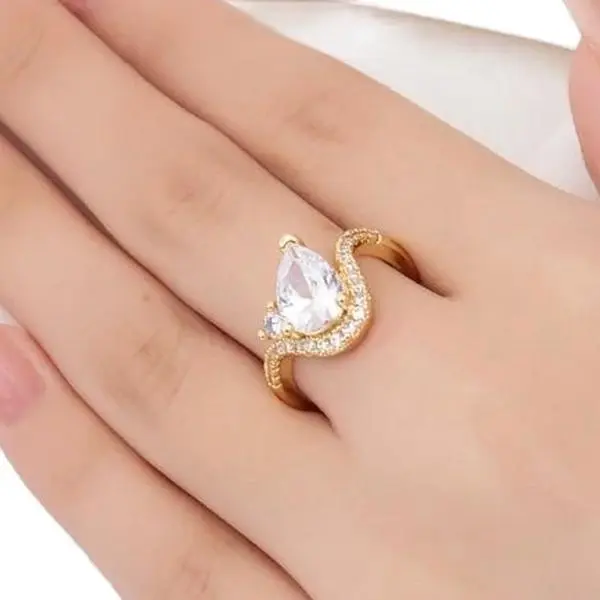 Penelope Ring - 18k Gold-filled CZ Teardrop Micro Pavé Ring