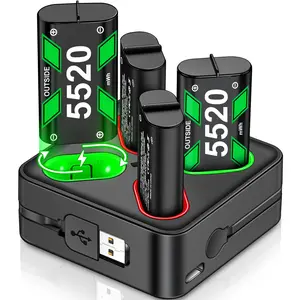 4x5520mWh Rechargeable Battery Pack for Xbox Series X/S, Xbox One S/X/Xbox One Elite Controller Game Joystick USB Charging Cable with 20Hrs+ Playtime & Dual-port Input