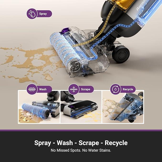 Eureka RapidWash 630 Cordless Wet Dry Cleaner 170° Reclinable Hot Air Drying Self Cleaning Vacuum Mop Combo for Hard Floors Pet Hair Sticky Messes Jumpstart Sale