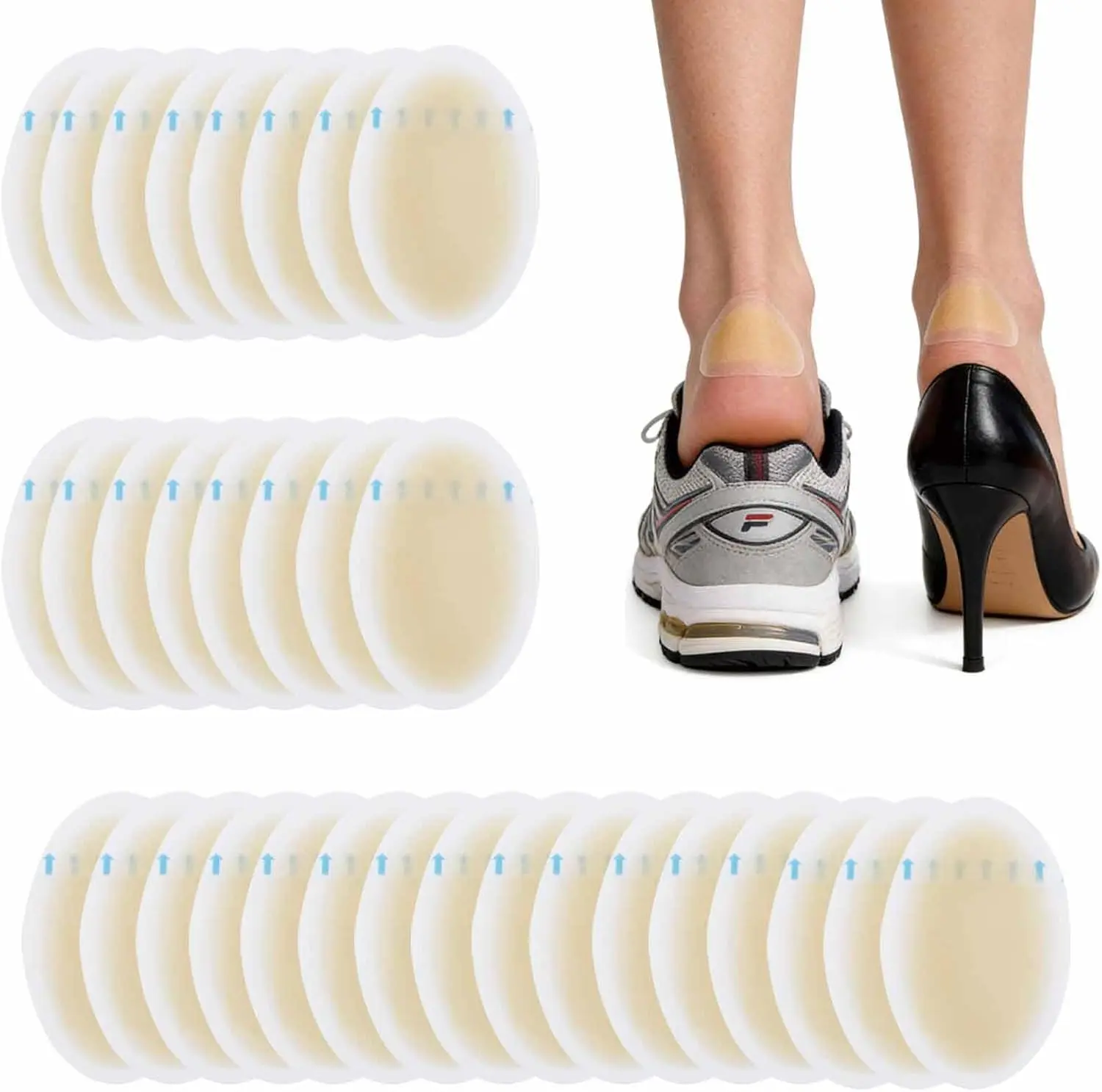 32PCS Compact Hydrocolloid Gel Blister Bandages Set, Waterproof Adhesive Pads, Individually Wrapped Mixed Sizes for Heel, Foot, Toe Prevention & Recovery (Elliptical)