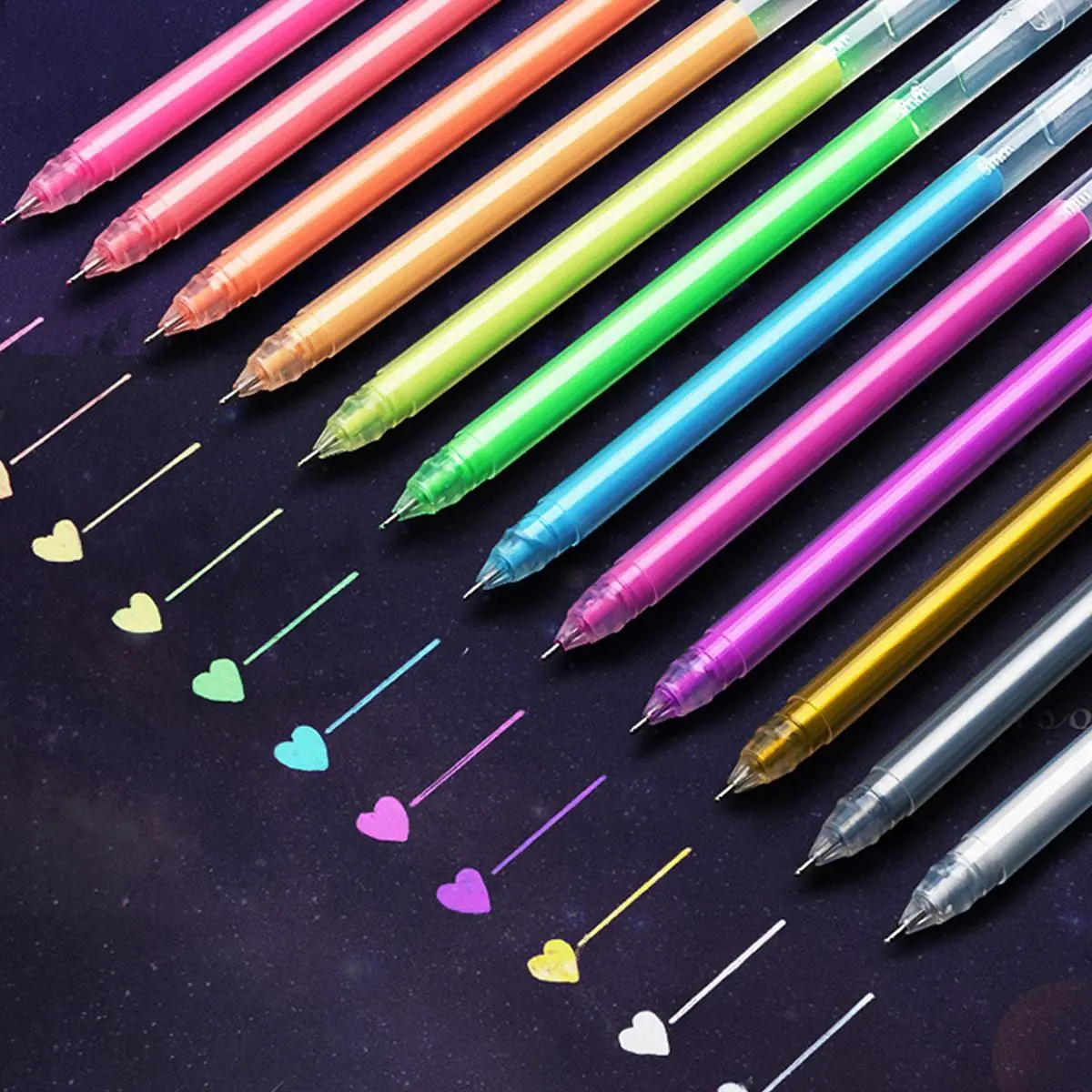12-color Highlighter Pen, 12pcs Fine Tip Highlighter Pen for Journaling, DIY Graffiti Pen, Special Pens for Black Cardboard, Art Markers Pen, Art Supplies